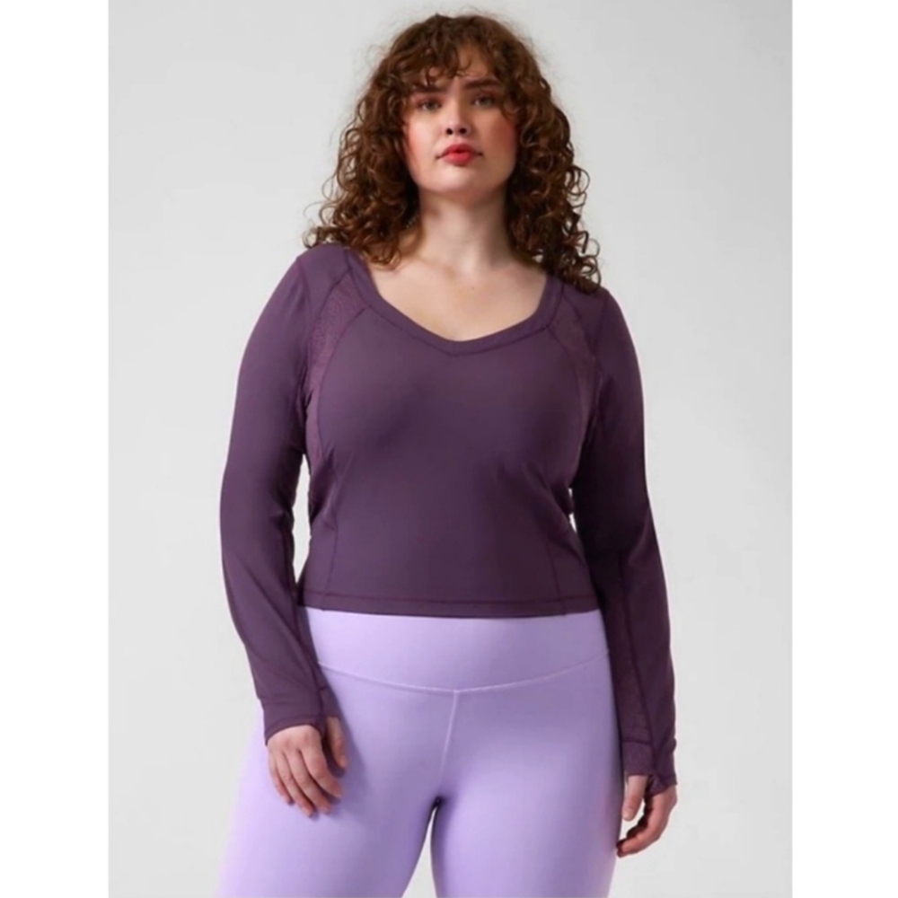 🏷️ Athleta Shanti Lace Top Deep Crocus Violet Longsleeve 3X